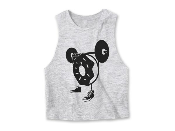 Weightlifting Donut Crop Top For Women , Gym Shirts , Cropped Workout Tank , Fitness Apparel , Gym Tank For Weightlifing Bodybuilding