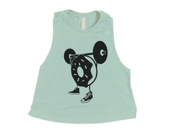 Weightlifting Donut Crop Top For Women , Gym Shirts , Cropped Workout Tank , Fitness Apparel , Gym Tank For Weightlifing Bodybuilding