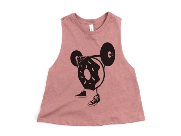 Weightlifting Donut Crop Top For Women , Gym Shirts , Cropped Workout Tank , Fitness Apparel , Gym Tank For Weightlifing Bodybuilding