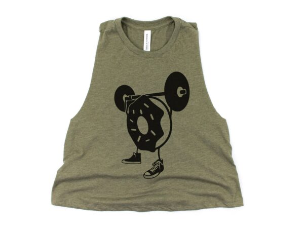 Weightlifting Donut Crop Top For Women , Gym Shirts , Cropped Workout Tank , Fitness Apparel , Gym Tank For Weightlifing Bodybuilding