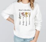 Grandma'S Garden Sweatshirt, Custom Birthflower Sweatshirt, Gift For Grandma, Love Grows Here, Mom'S Garden