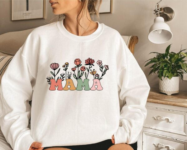 Wildflowers Mama Sweatshirt, Mother'S Day Sweatshirt, Retro Mama Sweatshirt, Gift For Mom, Mothers Day Gift For New Mom Gift,Retro Mama Gift