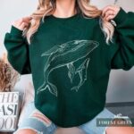 Humpback Whale And Calf Sweatshirt , Oceancore Clothing , Cute Trendy Top , Oversized Beach Pullover, Pnw Mom And Baby Sweater , Whale Lover