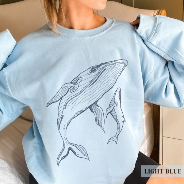 Humpback Whale And Calf Sweatshirt , Oceancore Clothing , Cute Trendy Top , Oversized Beach Pullover, Pnw Mom And Baby Sweater , Whale Lover