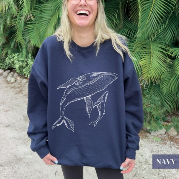 Humpback Whale And Calf Sweatshirt , Oceancore Clothing , Cute Trendy Top , Oversized Beach Pullover, Pnw Mom And Baby Sweater , Whale Lover