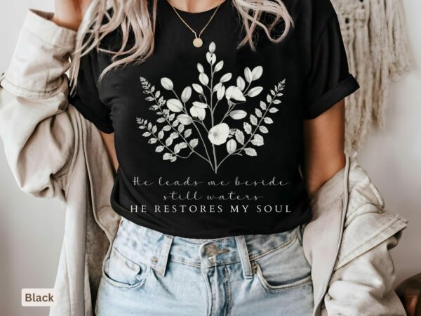 Spirit Lead Me T- Shirt, Christian T Shirt For Women, Floral Bible Verse Tee Comfort Colors©  Faith Based Jesus Apparel, Religious Gift