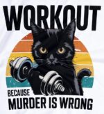 Workout Because Murder Is Wrong Tank Top Sarcastic Gym Tank Top, Funny Workout Tank Top, Funny Cat Tank Top, Exercise Tank Top, Gym Gift