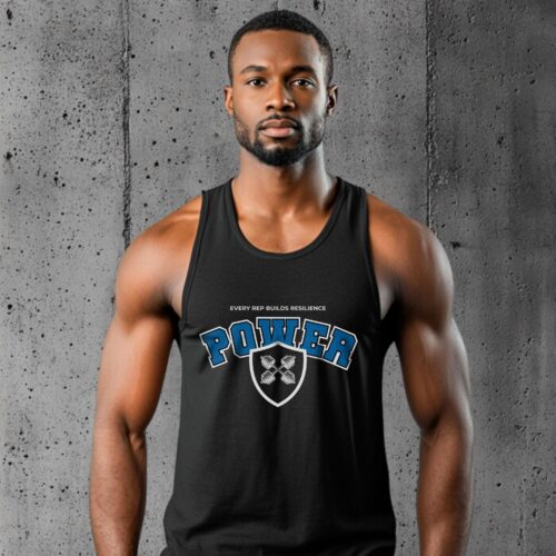 Power Shield Workout Tank Top – Gym Motivation Apparel , 'Every Rep Builds Resilience' Muscle Tee For Fitness Lovers And Bodybuilders