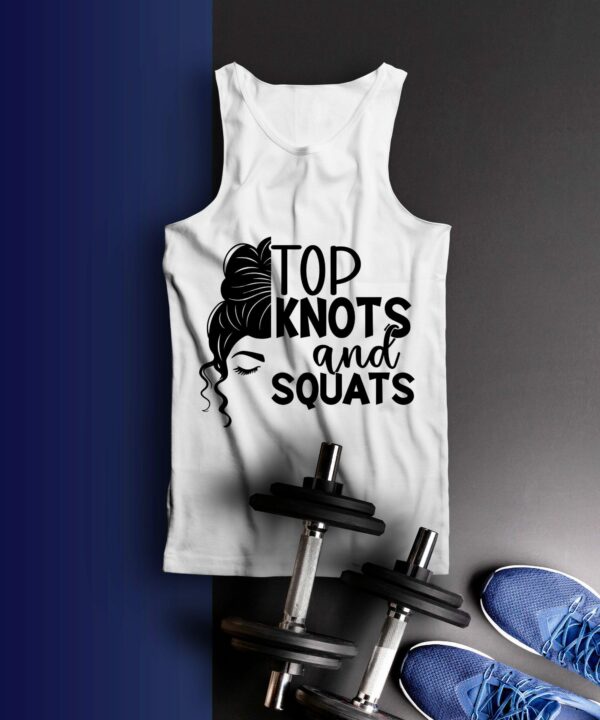 Top Knots And Squats Shirt, Gym Workout Tee, Funny Fitness Top, Exercise And Fitness Apparel, Womens Gym Clothing, Fitness Motivation